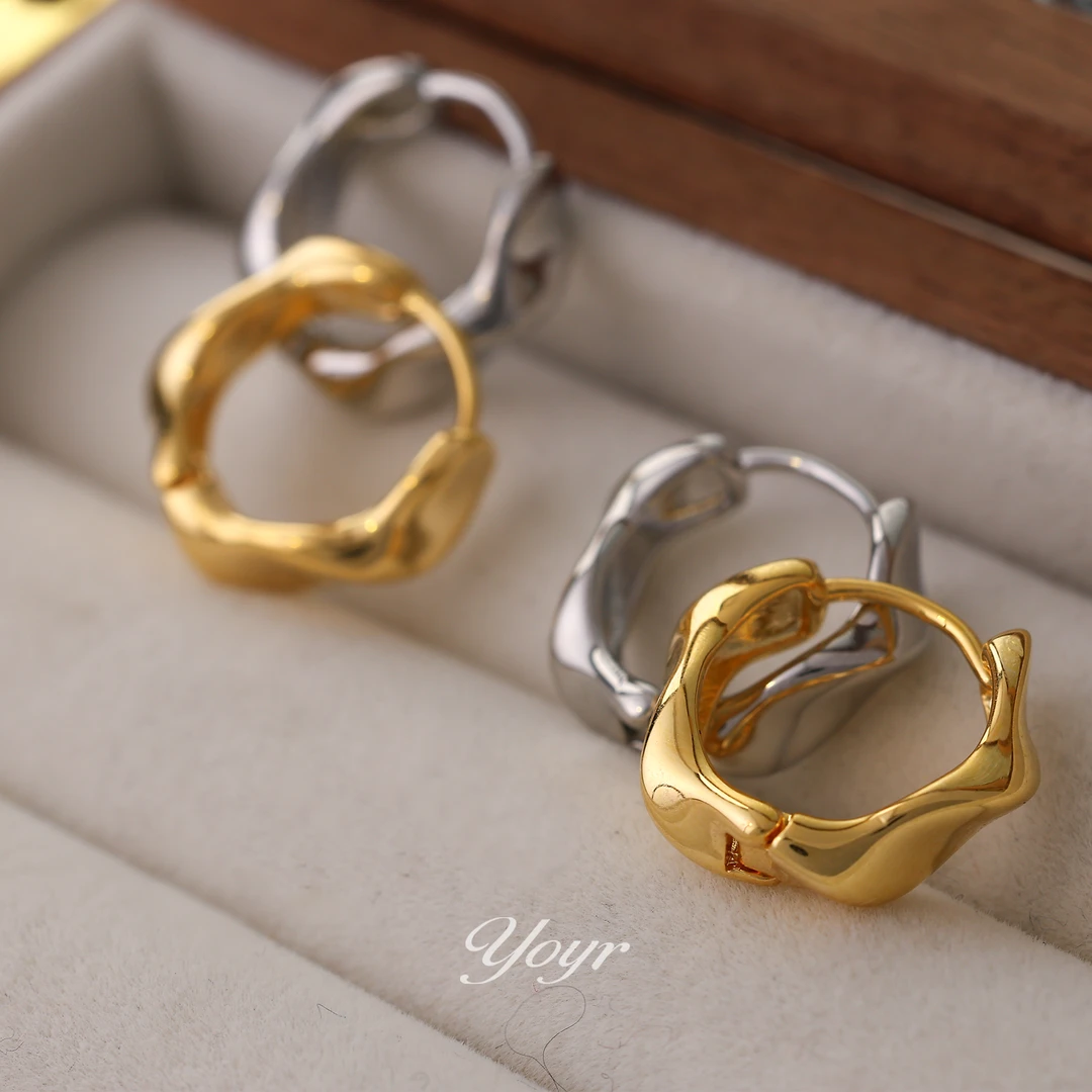 YOYR 铜合金耳饰 ins风简约耳扣 精致冷淡风设计感百搭基础款耳圈