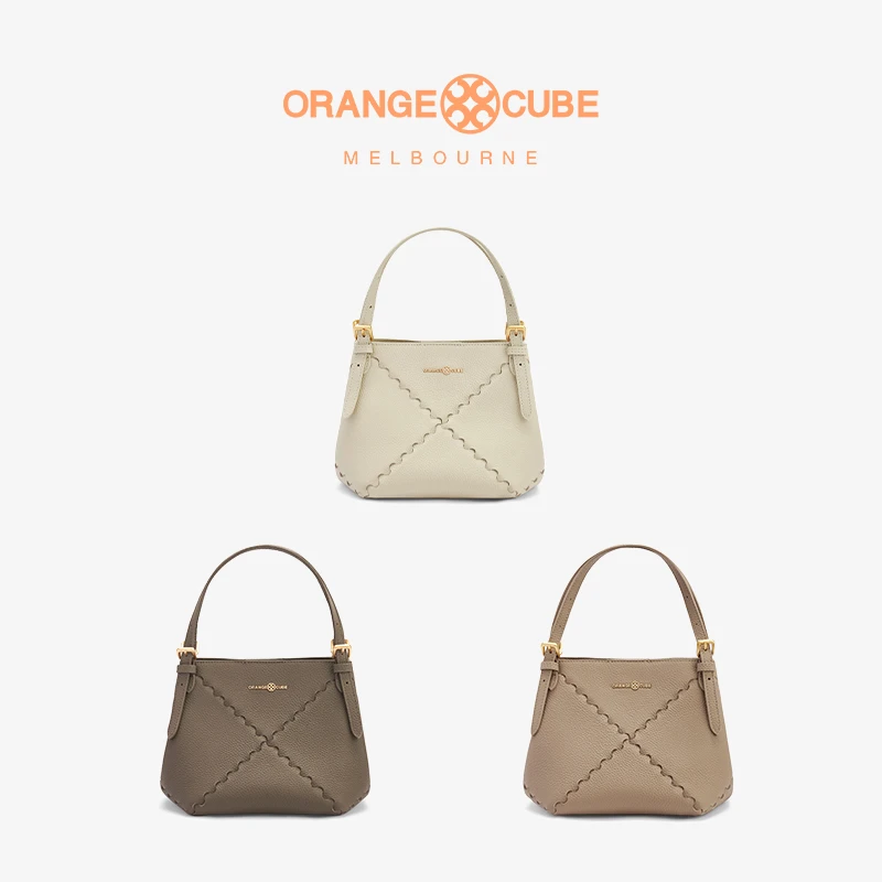 OrangeCube【新品】小秋叶包小号托特手提斜挎包水桶包轻奢牛皮女包