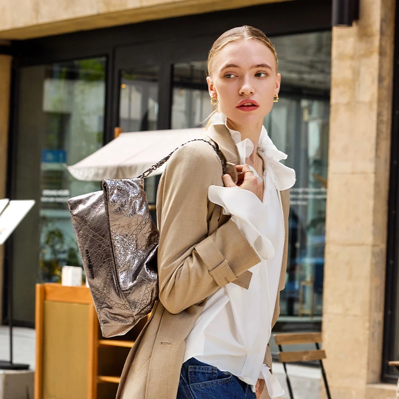 OrangeCube电车包小号女牛皮单肩斜挎包通勤腋下包