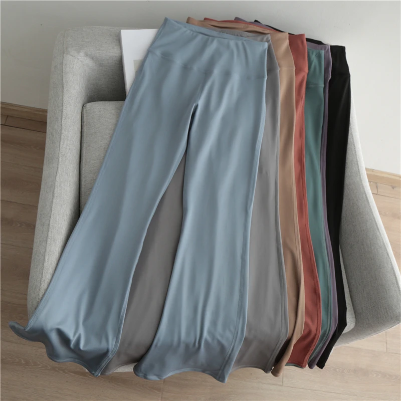裸感喇叭长裤女春秋季新款高腰修身普拉提速干休闲运动健身瑜珈裤