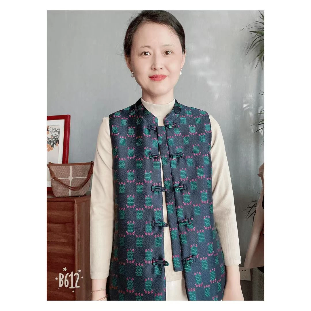 彩薇推荐 新中式双喜提花立领马甲