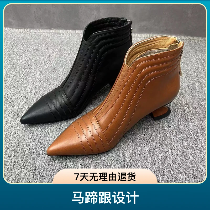 [丽尔手工鞋]捡漏现货真皮缺码女士头层牛皮皮面气质3小真皮女鞋