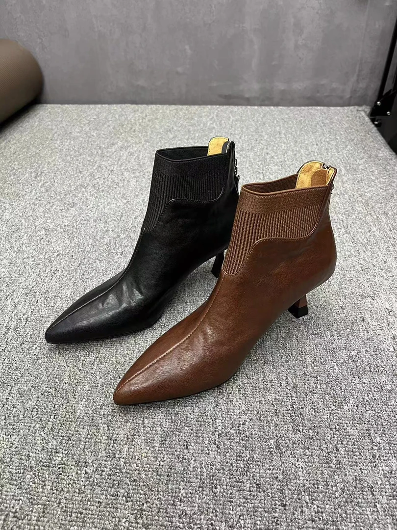 丽尔手工女鞋]5cm细跟尖头时装法式时尚明星鞋子女款潮牌百搭