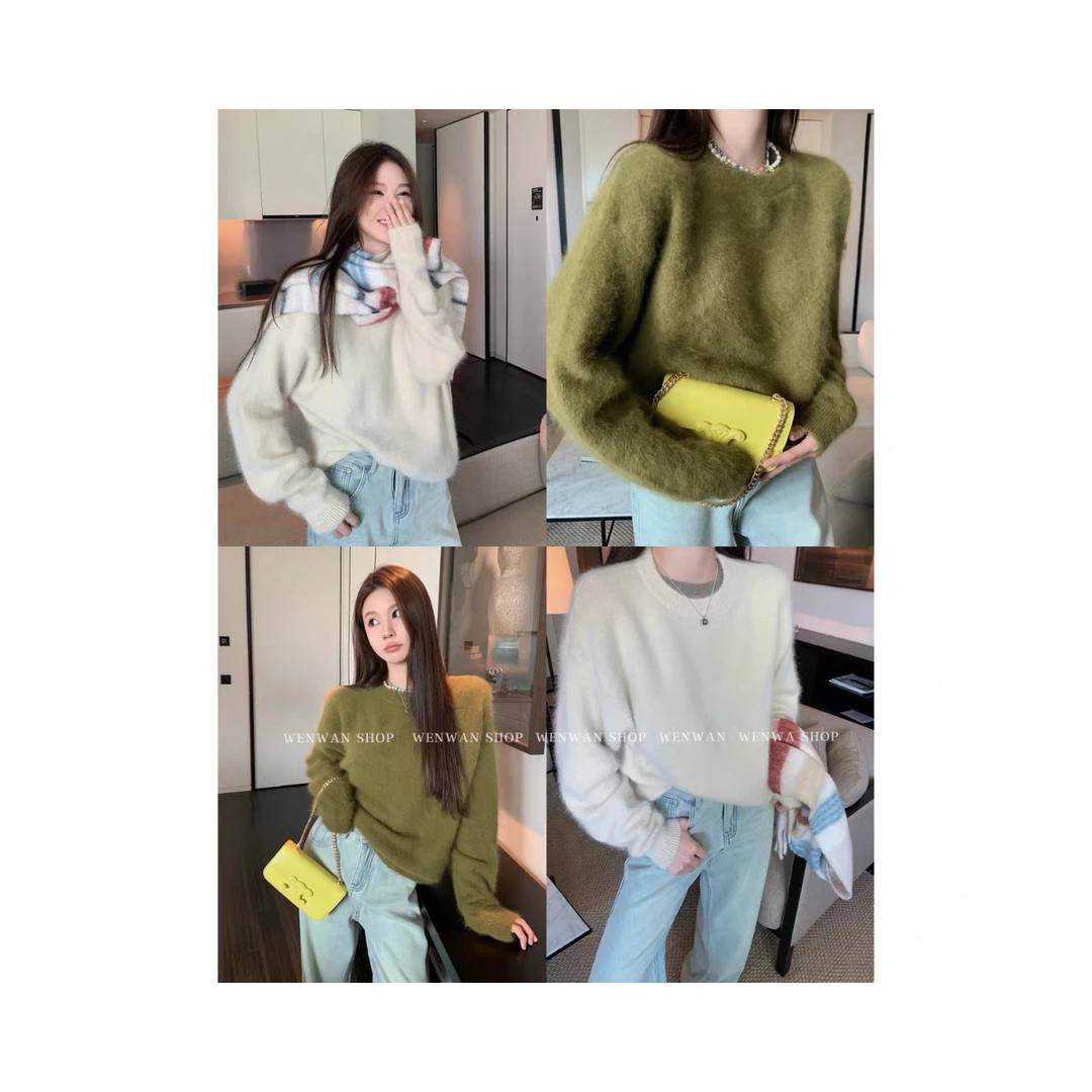 【2色！陷进温柔】奶呼呼苏力羊驼毛+水貂毛慵懒风毛衣
