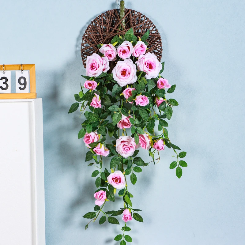 仿真花挂墙花藤蔓绿植餐厅墙上挂饰假花垂藤条客厅家居装饰高档