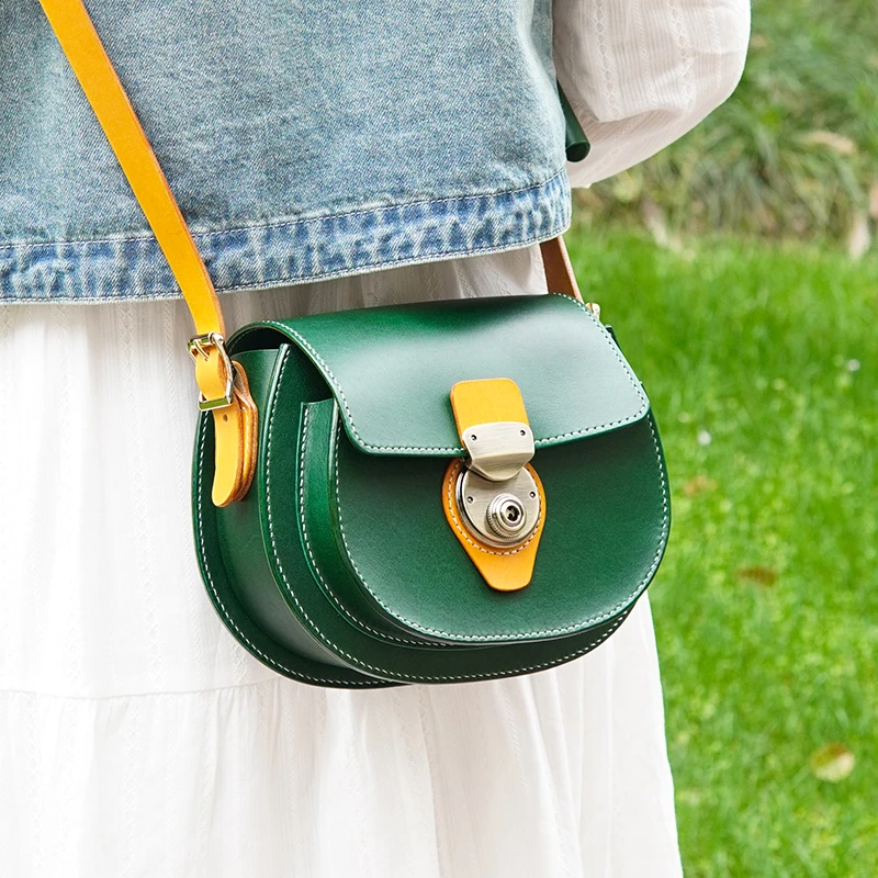 匠作女包原创百搭小众洋绿色马鞍包