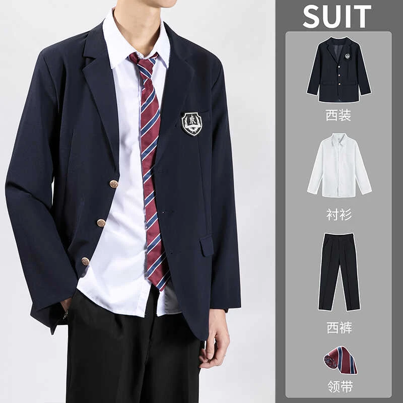 dk日系徽章制服西服套装男士西装外套痞帅学院风女学生休闲班服