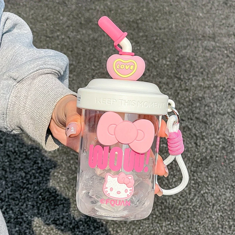 可爱防摔水杯女生夏天韩版咖啡搅拌杯办公室吸管杯生日礼物外出