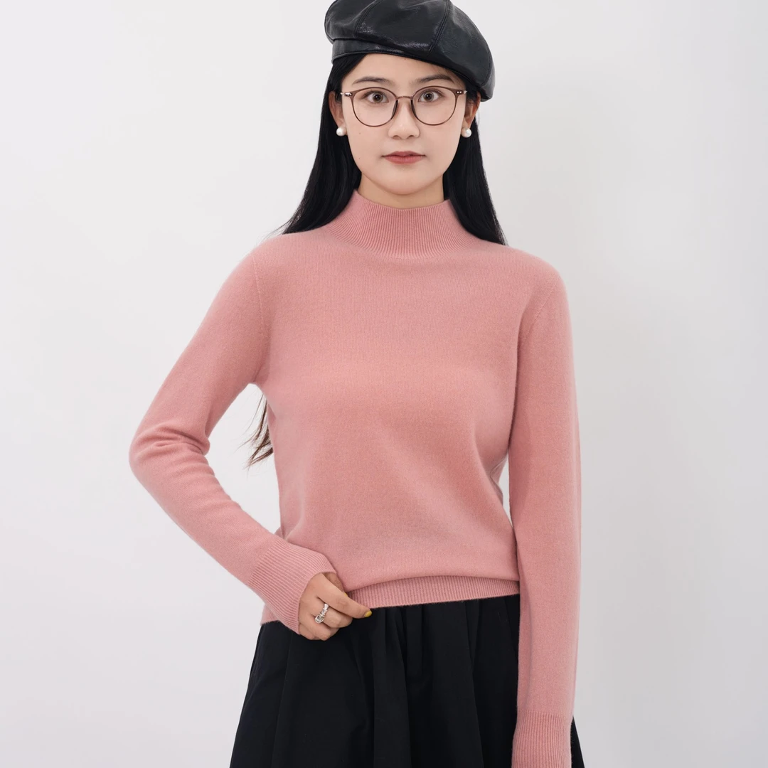 【甄织】保暖柔软半高领【含羊绒】时尚打底羊毛衫保暖内搭针织衫
