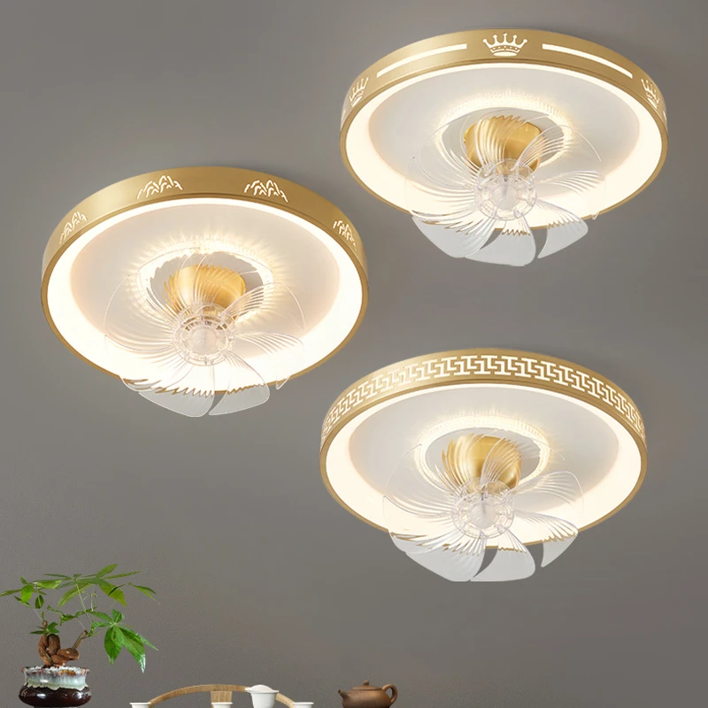 新中式全铜简约餐厅书房卧室创意吸顶风扇灯北欧客厅灯大气轻奢