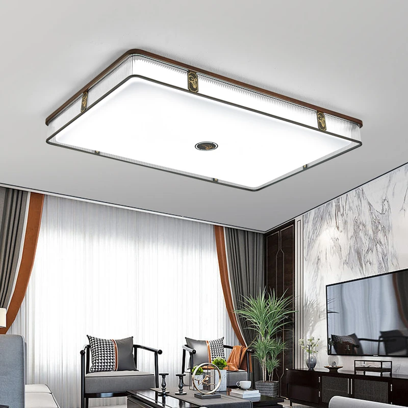 新中式实木吸顶灯国风禅意简约大气客厅卧室书房茶室房间灯