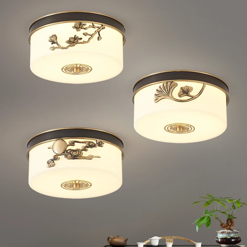 新中式走廊过道吸顶灯中国风阳台客厅衣帽间灯阳台灯节能全铜灯