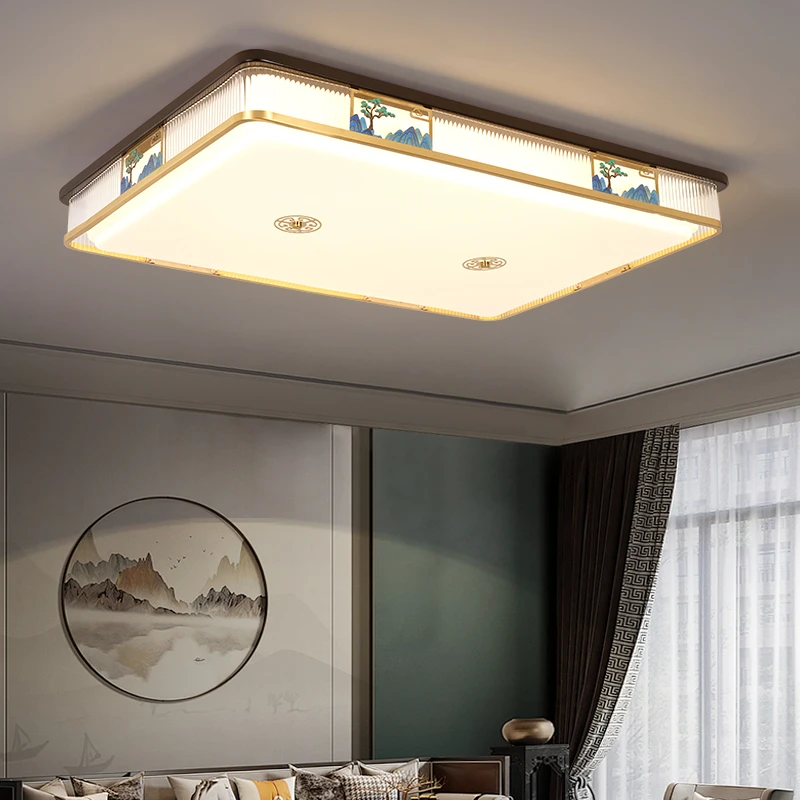 新中式铜加木吸顶灯简约大气设计中国风现代餐厅卧室灯中式风格