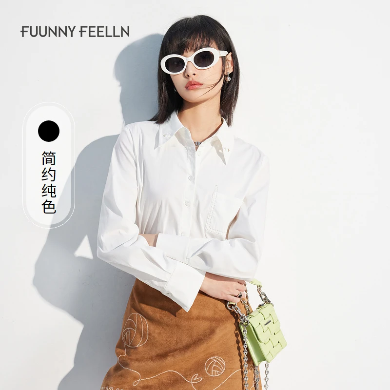 【达人专属】FF仿佛衬衫白色绣花设计感小众高端FE0082