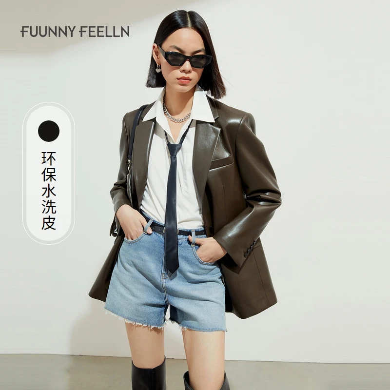 【达人专属】FF||仿佛秋季西装外套女PU皮衣休闲显瘦薄款FA00364