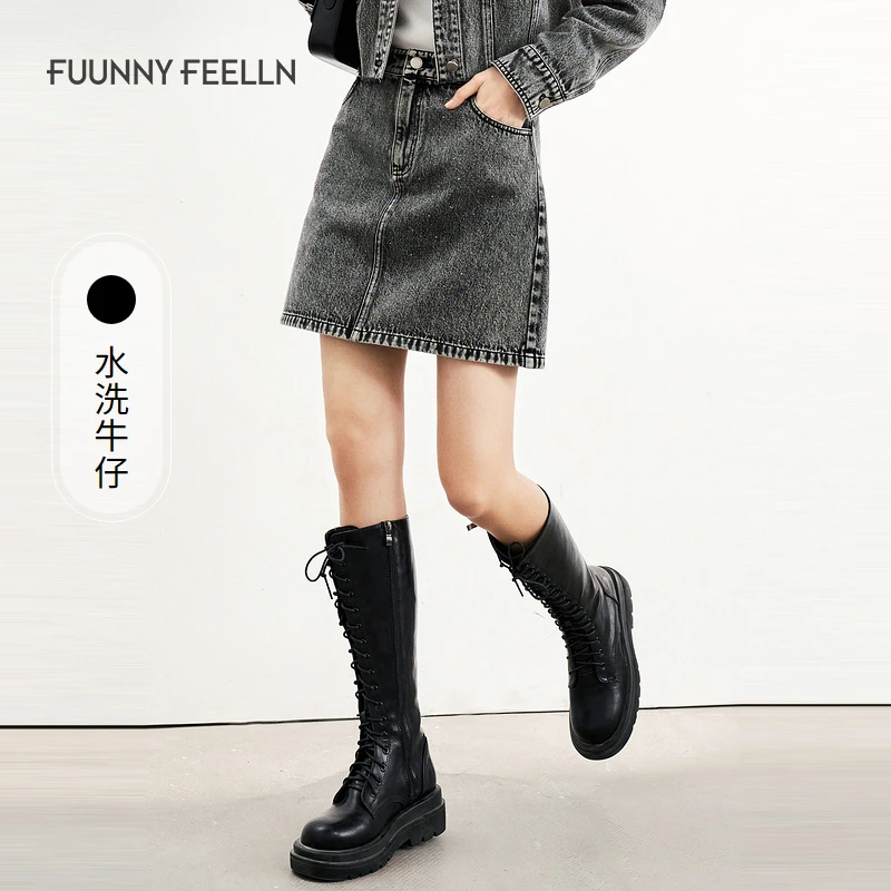 FF||仿佛秋冬牛仔半裙a字高级设计感小众包臀FW00517