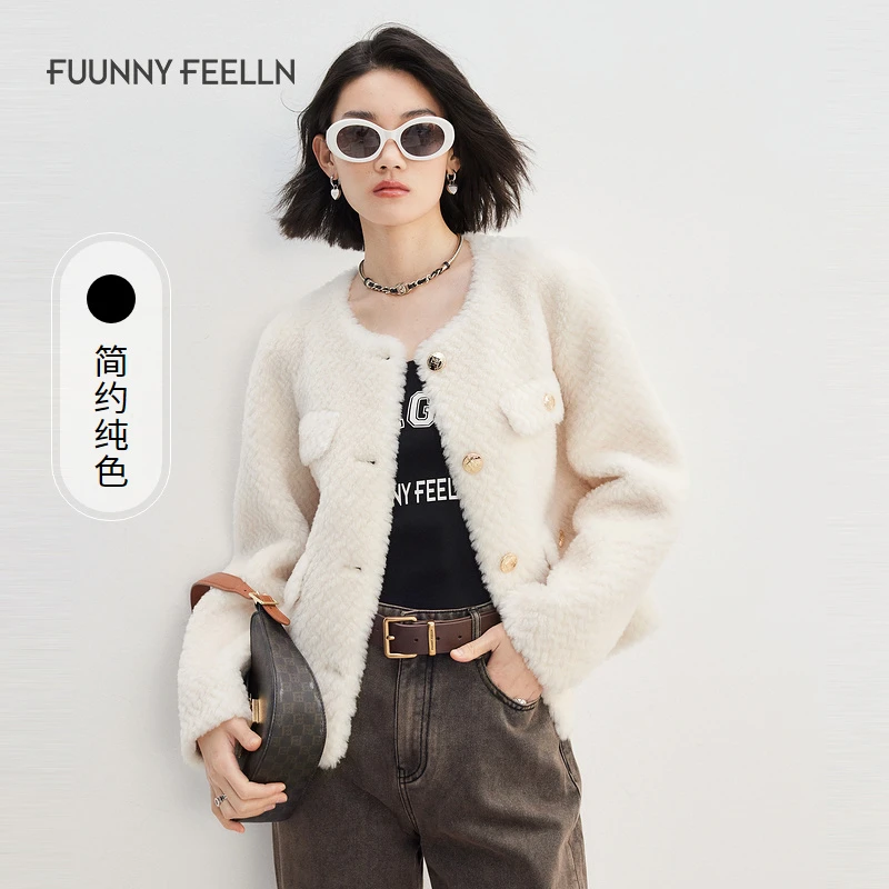 【达人专属】FF仿佛羊毛短外套女气质小香风上衣简约外套FC00753