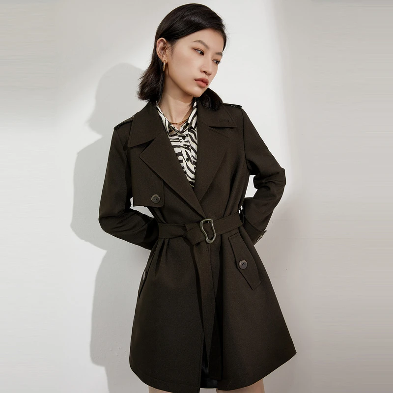 【达人专属】FF||仿佛暗橙色风衣外套女中长款收腰显瘦FJ00188