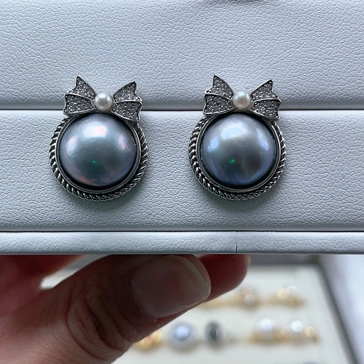 拼合珍珠（马贝珠）耳饰银S925镶嵌
