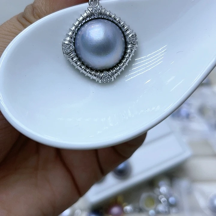 拼合珍珠（马贝珠）颈饰银S925镶嵌