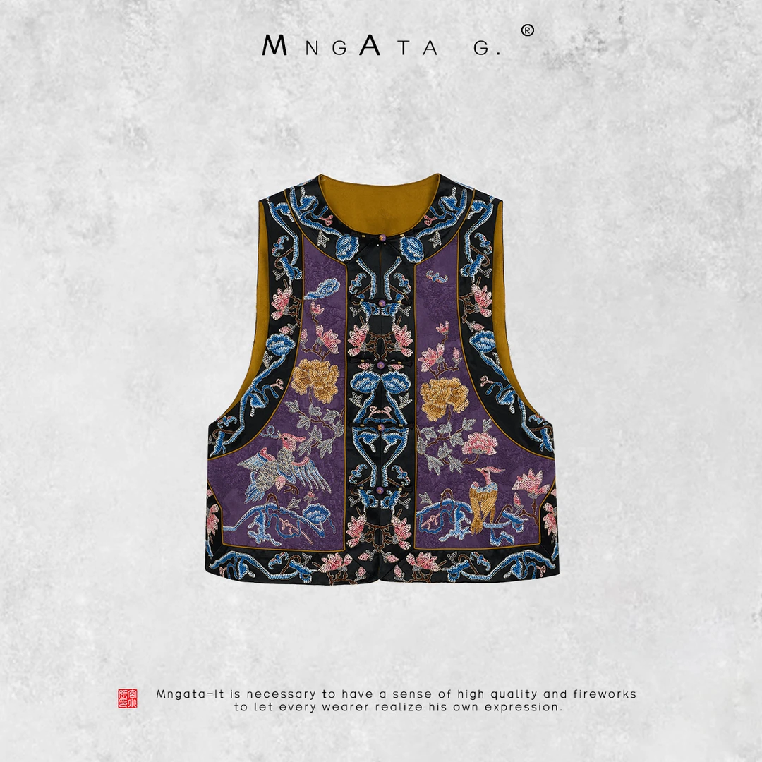 MNGATA G.宫小妍【曼奢苗绣·九紫转金】早秋新中式国风马甲4080503