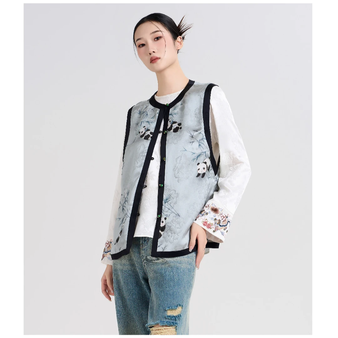 MNGATA G.宫小妍【莫兰迪·熊猫】早秋新中式国风古韵马甲X280319