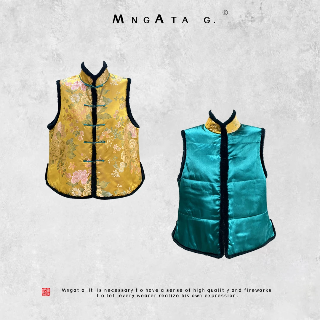 MNGATA G.宫小妍 【宋锦·芙蓉花神】真丝新中式秋冬马甲X3090708