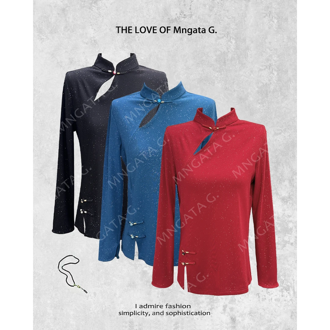 MNGATA G.宫小妍 【银河】秋冬新中式璀璨盘扣显瘦百搭上衣23102220