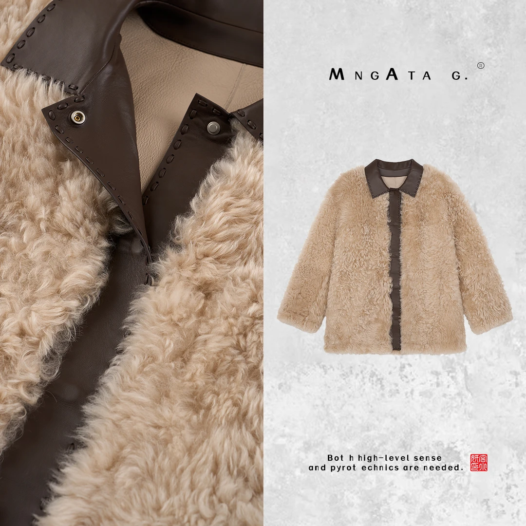 MNGATA G.宫小妍【曼奢·千与千寻】莫斯纳羊皮毛一体外套X280518