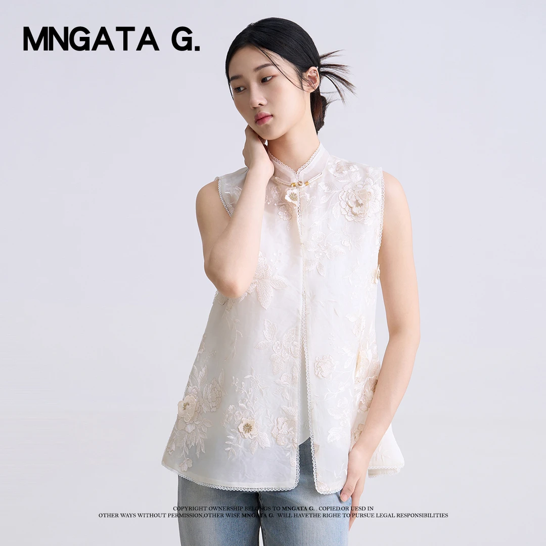 MNGATA G.宫小妍【花禅】夏日新中式中国风百搭坎肩马甲4X010110