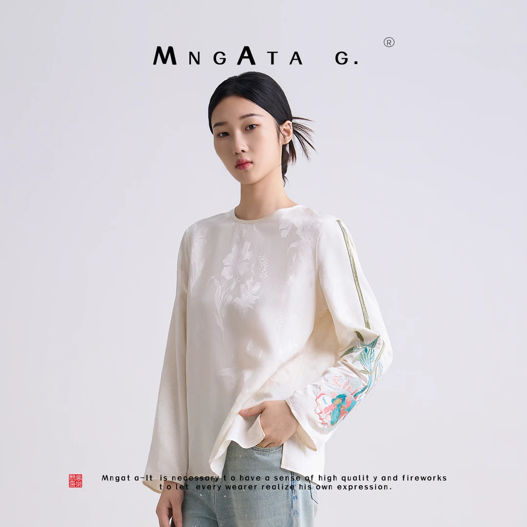 MNGATA G.宫小妍 【绣春山】夏日新中式穿搭提花刺绣上衣4X041265