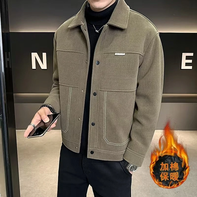 （森弟）秋冬新款加棉加厚石墨烯男士休闲百搭潮流帅气夹克外套6607