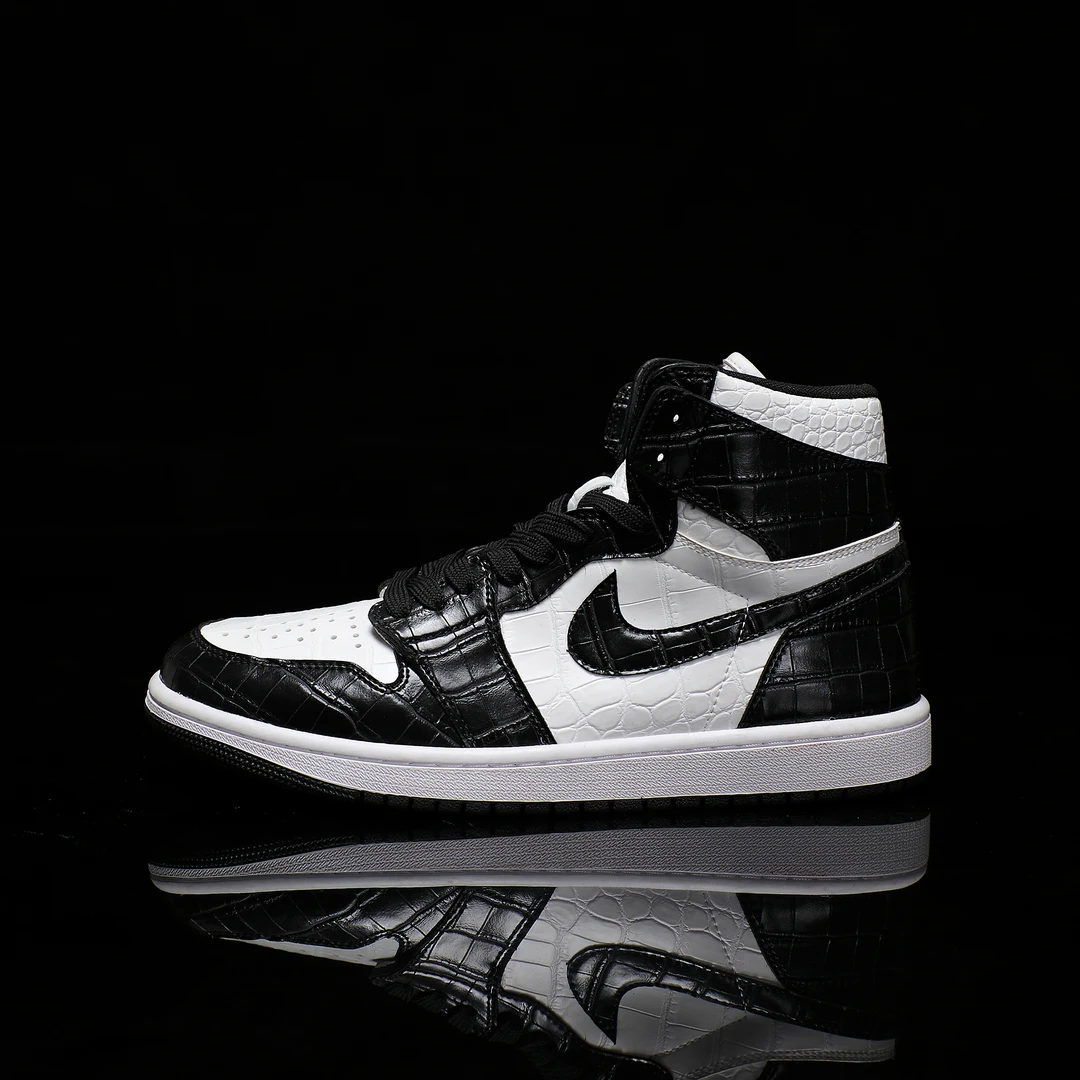 NIKE/耐克Air Jordan 1高帮黑白熊猫鳄鱼皮潮流百搭款【定制球鞋】
