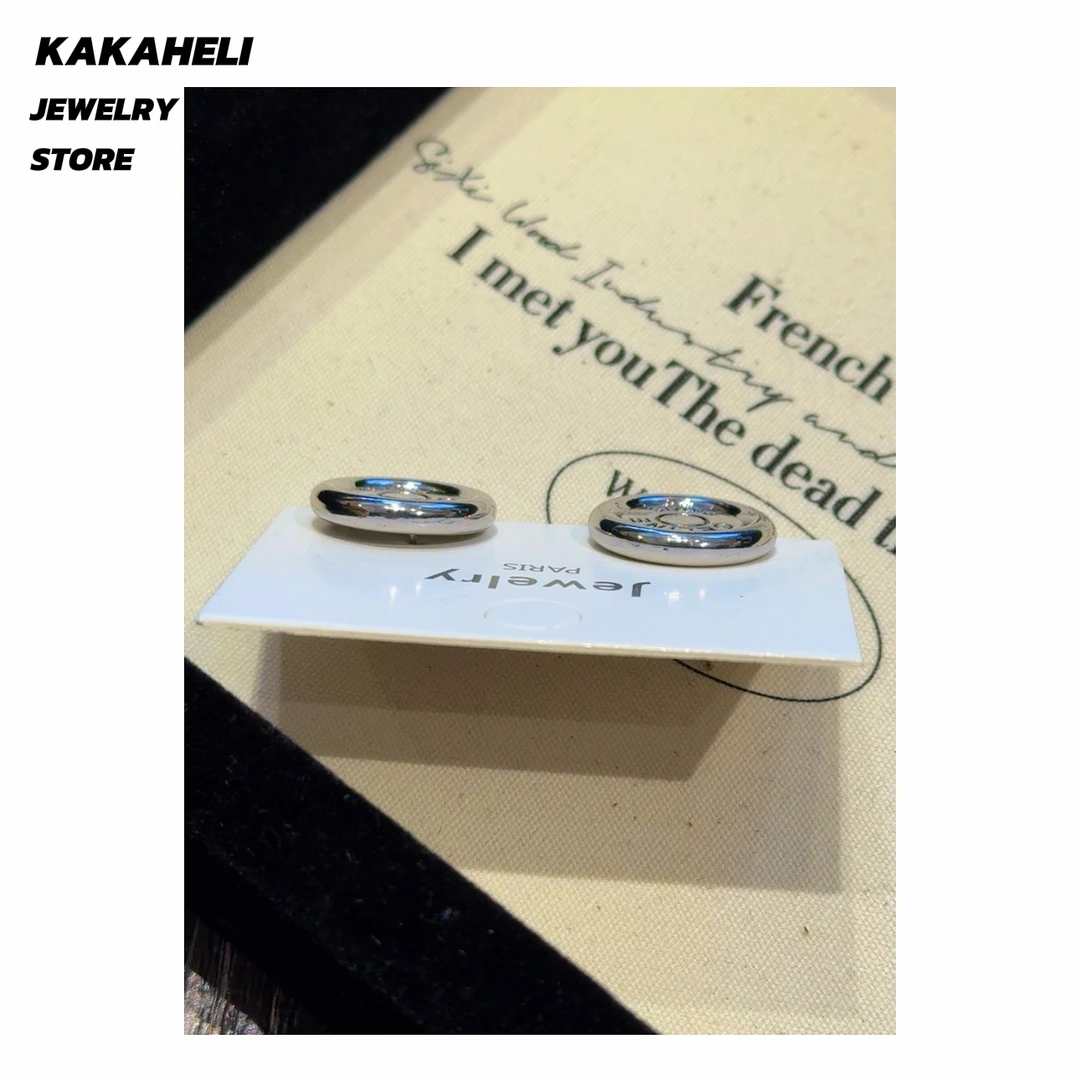 铜合金耳饰 气质时尚百搭情侣小众欧美简约银色圆圈耳环KK3059