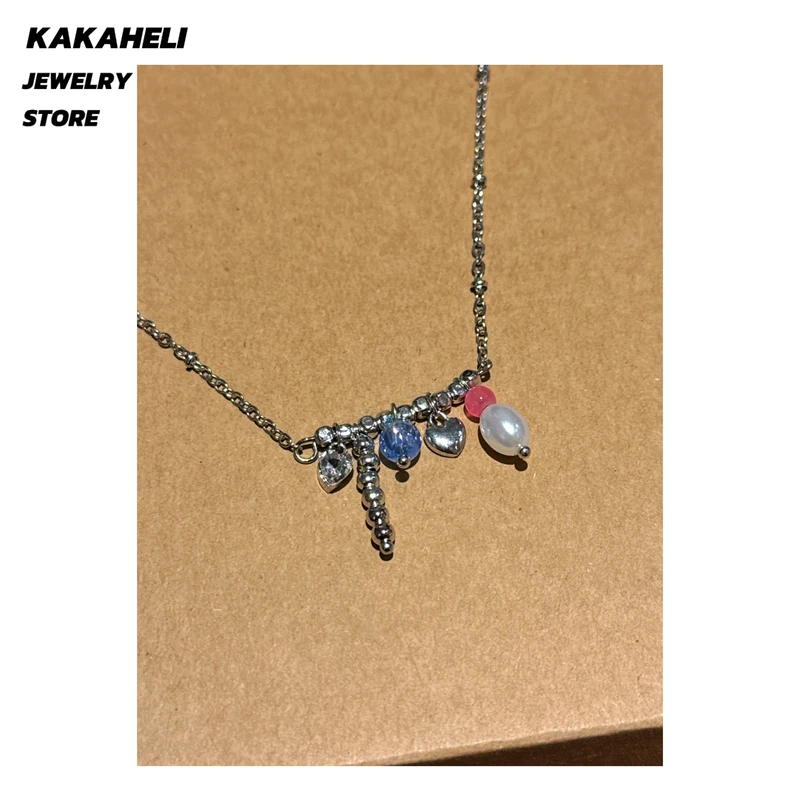 钛钢项链 手工复古编织彩色民族风镶嵌烧蓝一字珠珠项链KK2463