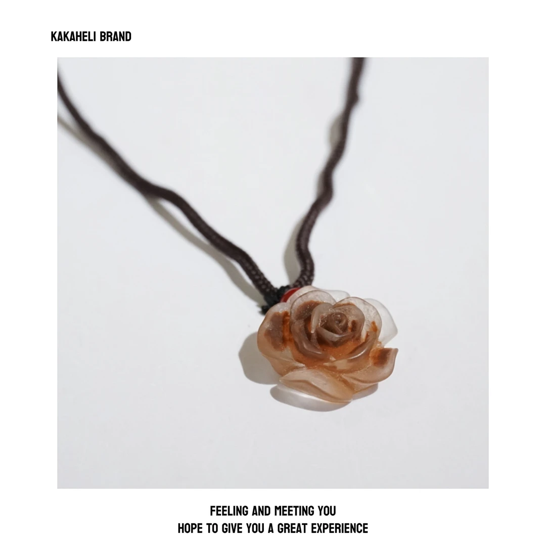 钛钢项链 手工气质百搭古风简约古典超仙清新山茶花项链KK1780