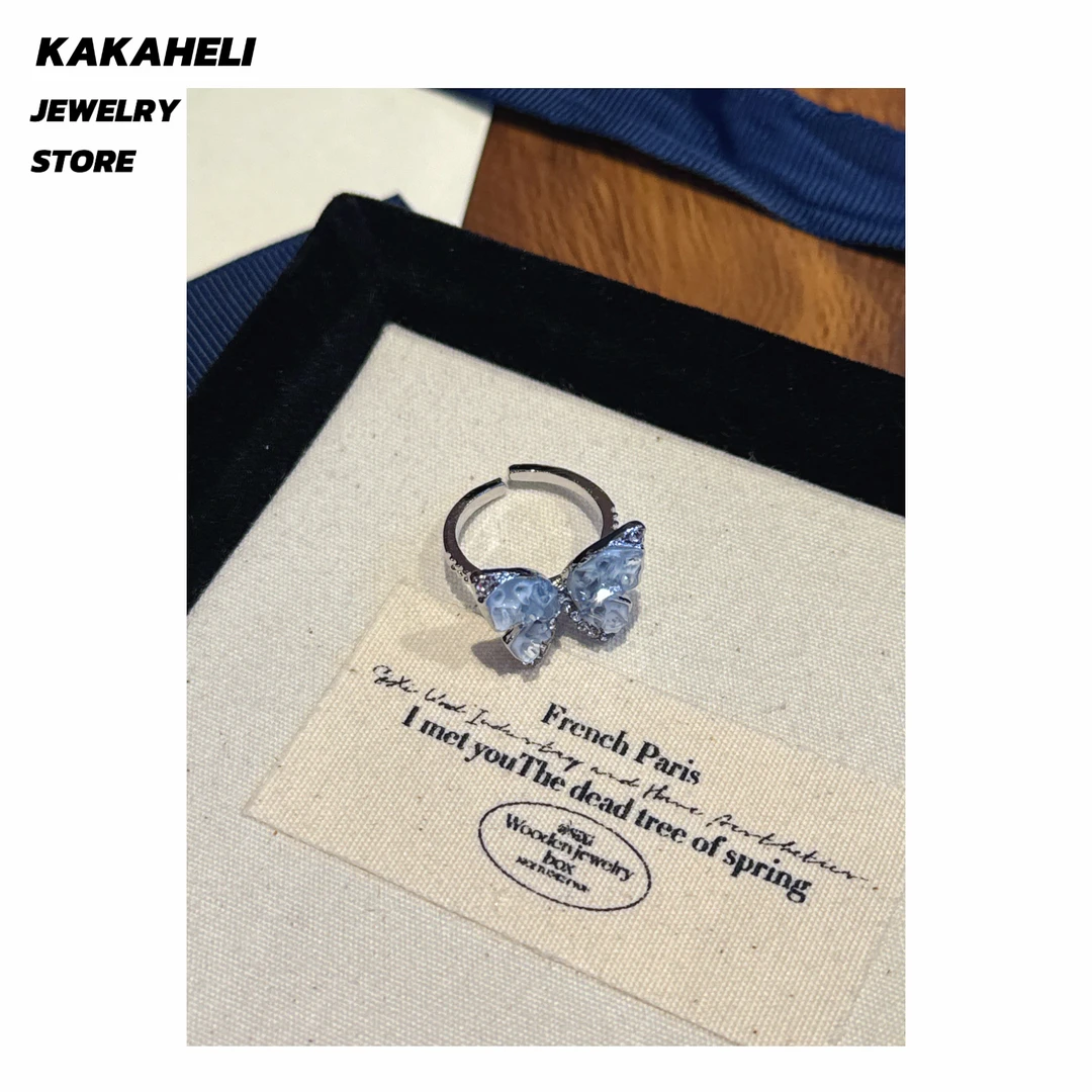 铜合金合成锆石戒指 气质轻奢指环蝴蝶戒指KK3015