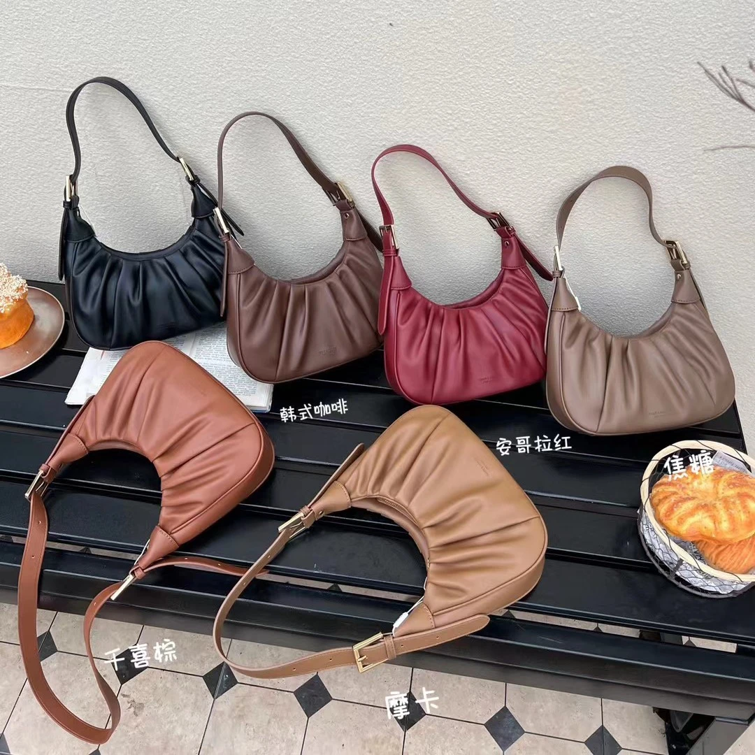 60218复古褶皱云朵包休闲百搭斜挎包通勤单肩腋下包时尚女包