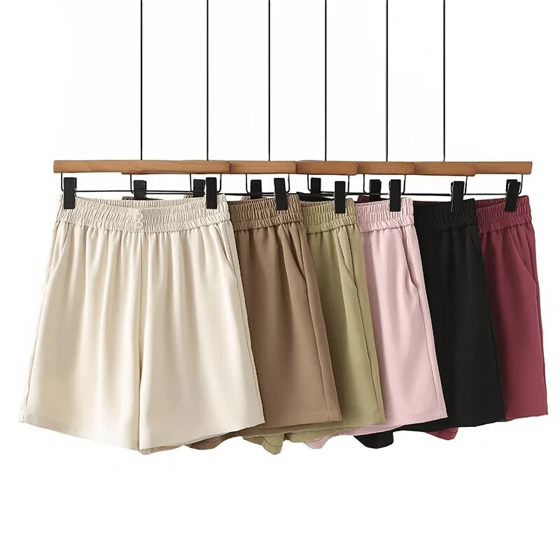 大码女款显瘦松紧腰宽松阔腿a字休闲垂感短裤裤子薄款瘦版五分女