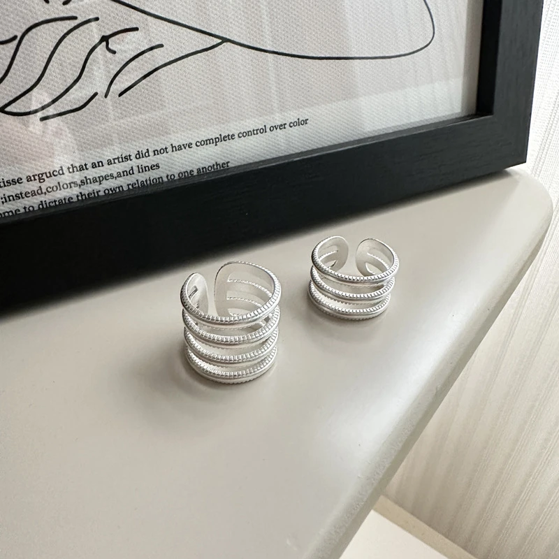 925银戒指 韩版小众多层个性戒指INS风时尚简约重工三层四层指环