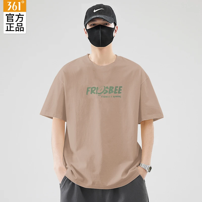 361度运动短袖圆领T恤男2024新款宽松棉质休闲透气半袖休闲上衣男