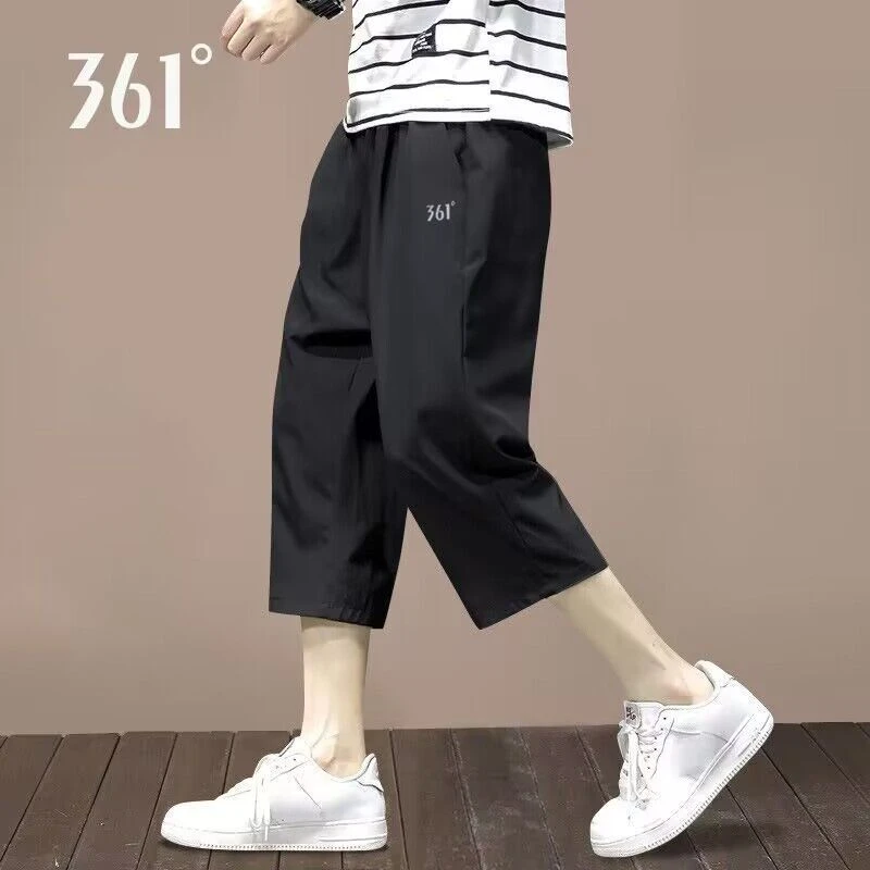 361°运动裤男裤夏季宽松冰丝七分裤361度运动短裤男款速干休闲裤