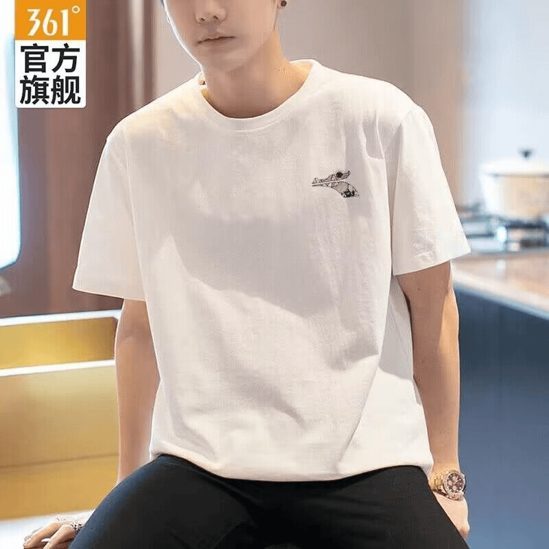 361°运动T恤男款短袖夏季棉质上衣健身夏天休闲运动服印花跑步服