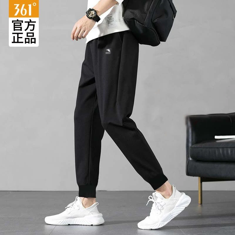 361°运动裤男裤2024夏季新款薄款宽松卫裤针织裤束脚裤收口九分裤