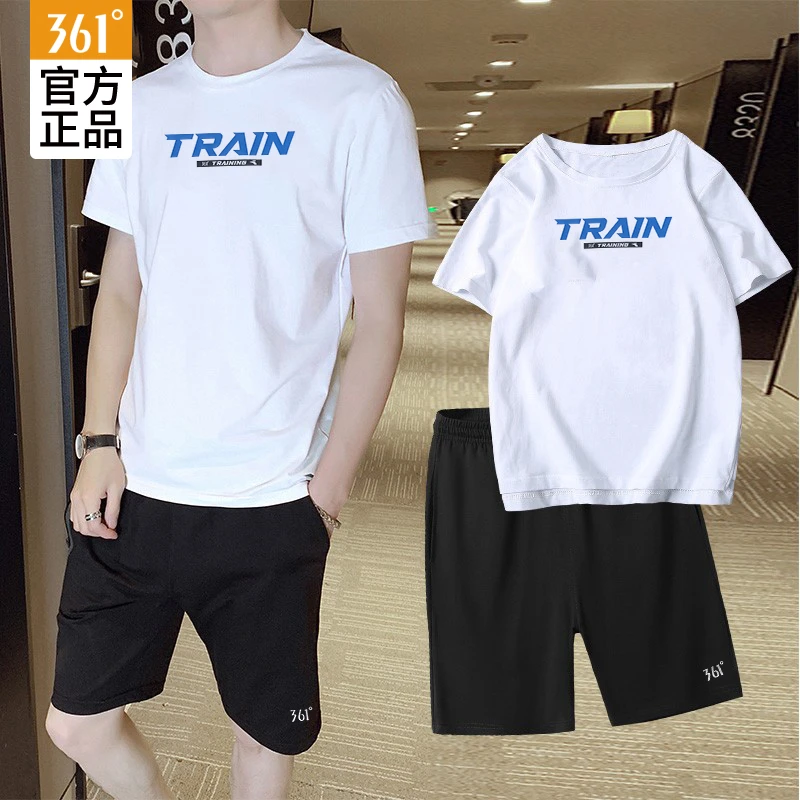 361运动套装短裤男款五分裤秋冬黑色速干休闲速干健身裤跑步短袖