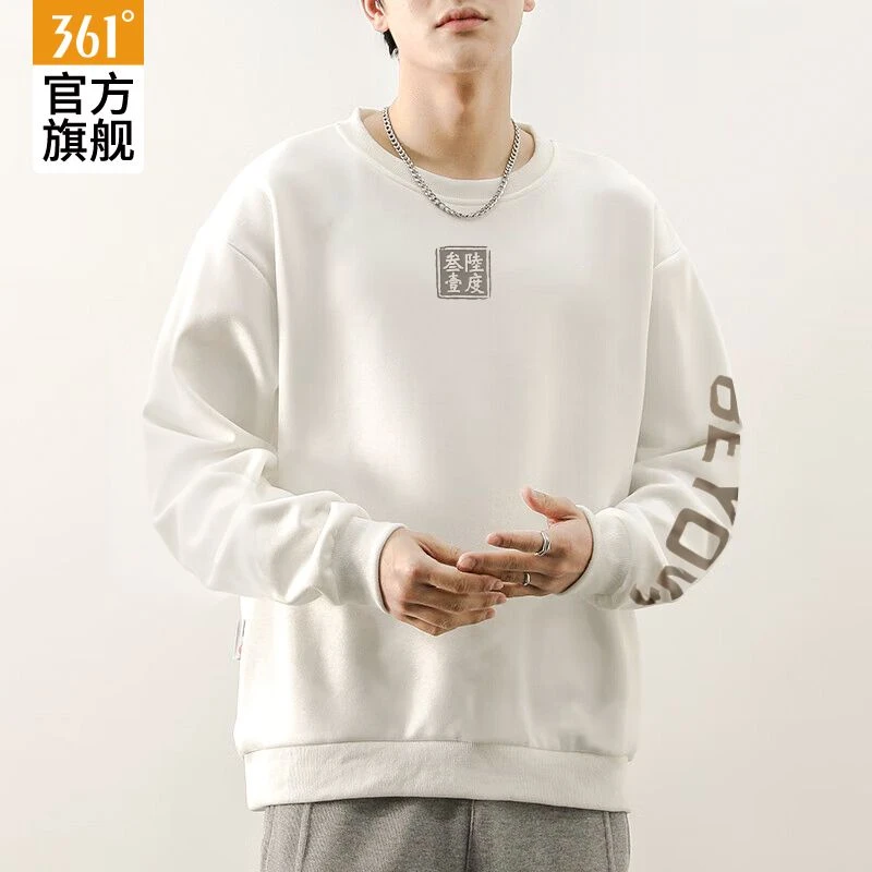 361°卫衣男女同款长袖套头衫夏季休闲针织圆领潮流印花上衣运动服