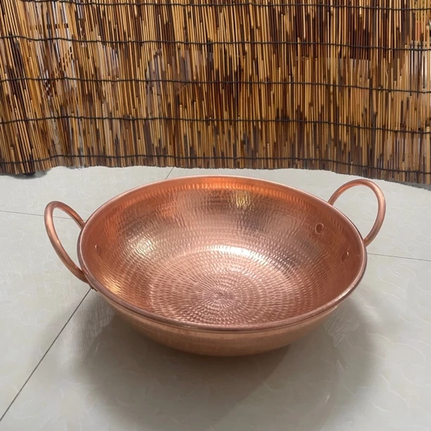 【新茂铜艺】纯手工紫铜双耳燃气火锅盆