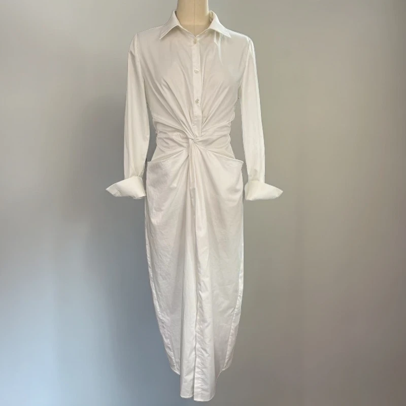 纯棉收腰显瘦修身时尚秋季连衣裙气质轻奢设计感小众法式