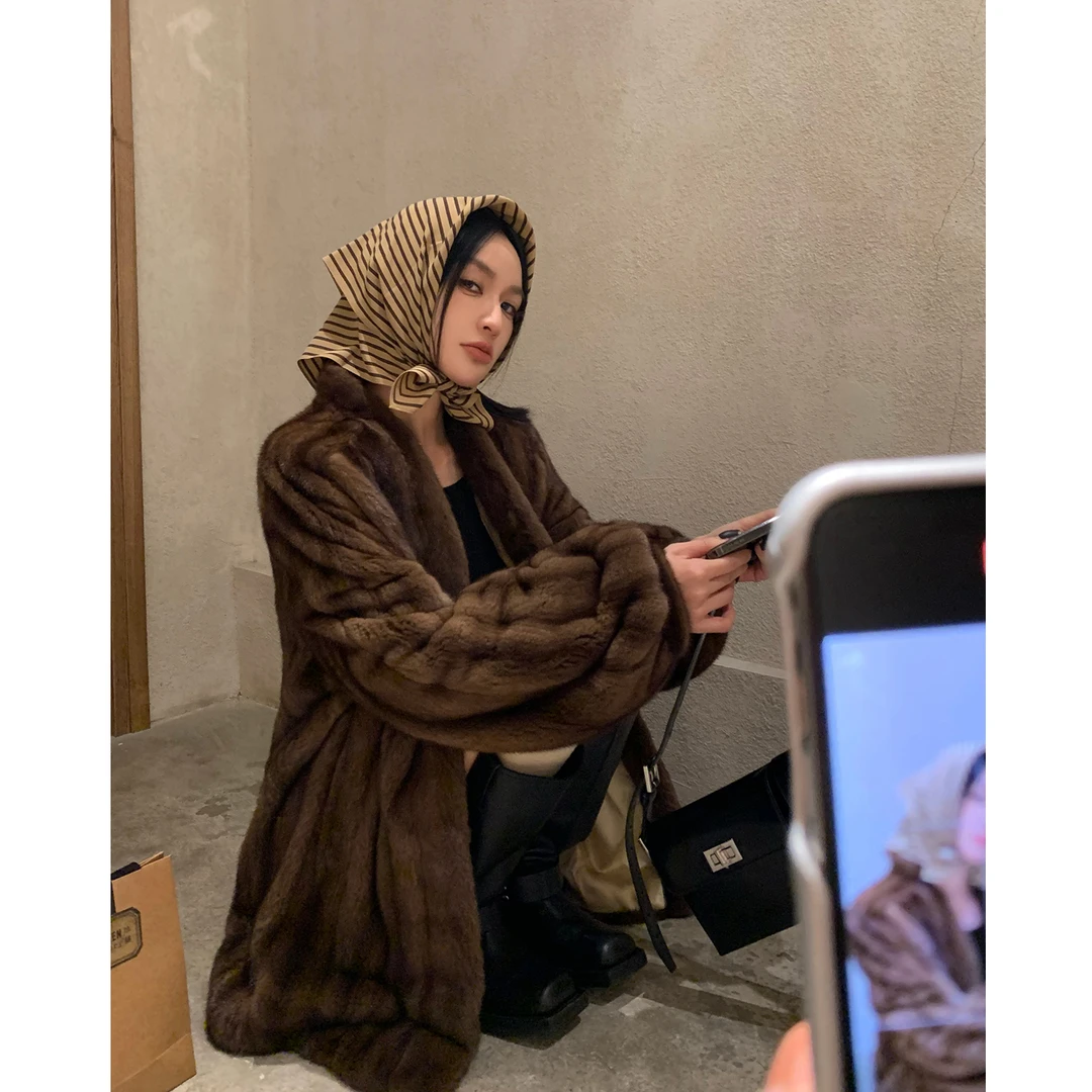 COCO皮草“复古貂”丹麦进口时髦水貂全抽整貂皮草外套貂皮大衣女