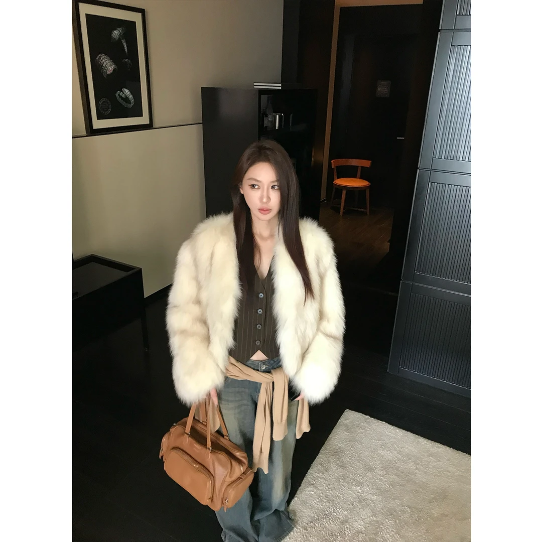 COCO皮草“万年五代”晕染双色进口天然狐狸毛皮草外套